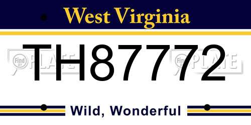 TH87772 West Virginia License Plate