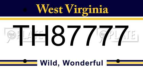 TH87777 West Virginia License Plate