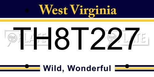 TH8T227 West Virginia License Plate
