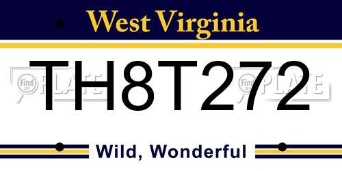 TH8T272 West Virginia License Plate