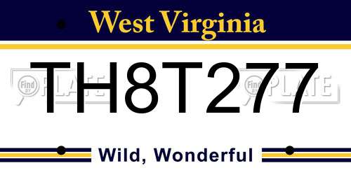 TH8T277 West Virginia License Plate