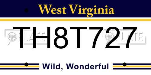 TH8T727 West Virginia License Plate