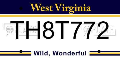 TH8T772 West Virginia License Plate