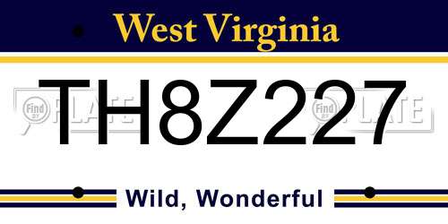 TH8Z227 West Virginia License Plate