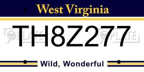 TH8Z277 West Virginia License Plate