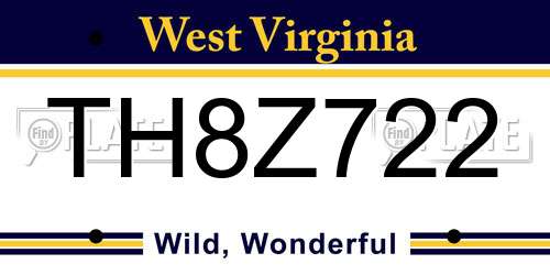 TH8Z722 West Virginia License Plate