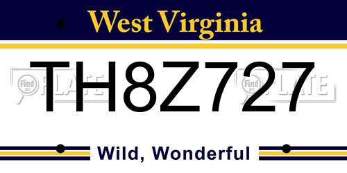TH8Z727 West Virginia License Plate