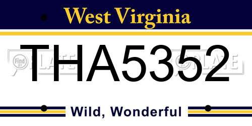 THA5352 West Virginia License Plate