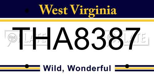 THA8387 West Virginia License Plate