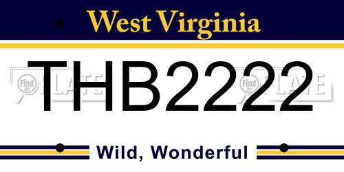 THB2222 West Virginia License Plate