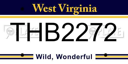 THB2272 West Virginia License Plate