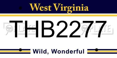 THB2277 West Virginia License Plate