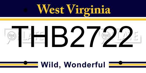 THB2722 West Virginia License Plate