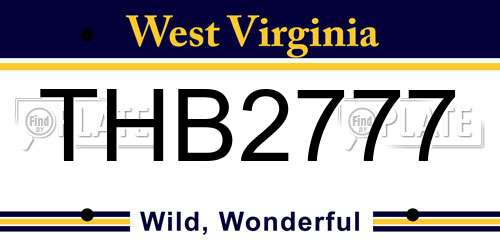 THB2777 West Virginia License Plate