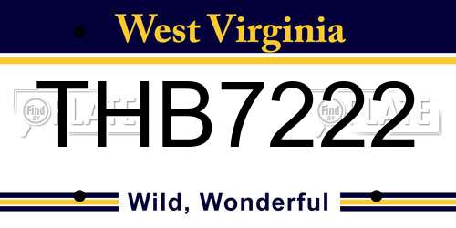 THB7222 West Virginia License Plate