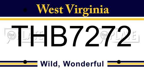THB7272 West Virginia License Plate