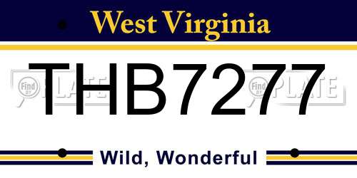 THB7277 West Virginia License Plate