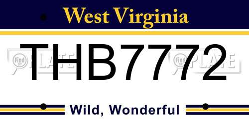 THB7772 West Virginia License Plate