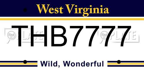 THB7777 West Virginia License Plate