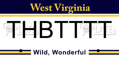 THBTTTT West Virginia License Plate