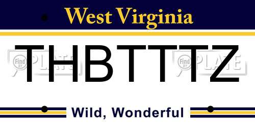 THBTTTZ West Virginia License Plate