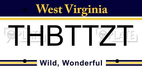 THBTTZT West Virginia License Plate