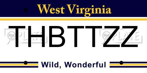 THBTTZZ West Virginia License Plate