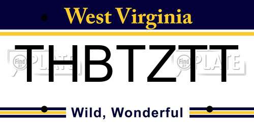 THBTZTT West Virginia License Plate