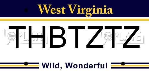 THBTZTZ West Virginia License Plate