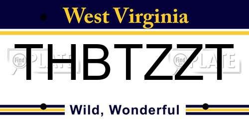 THBTZZT West Virginia License Plate