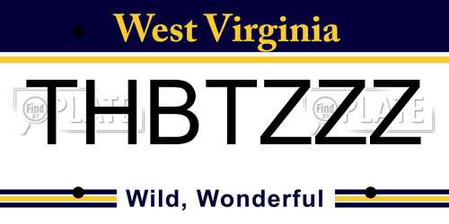 THBTZZZ West Virginia License Plate