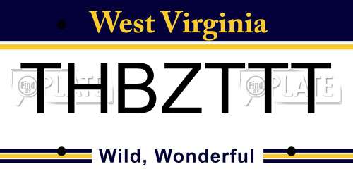 THBZTTT West Virginia License Plate