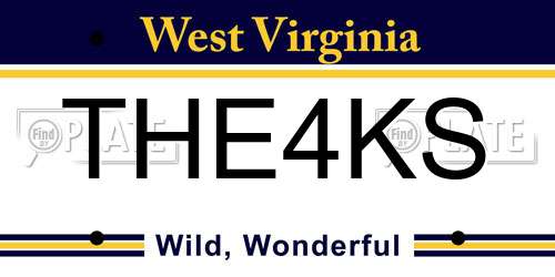 THE4KS West Virginia License Plate