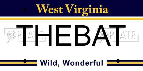 THEBAT West Virginia License Plate