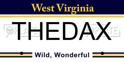 THEDAX West Virginia License Plate