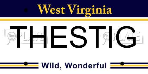THESTIG West Virginia License Plate