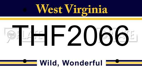 THF2066 West Virginia License Plate