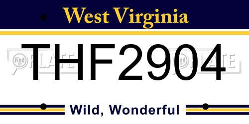 THF2904 West Virginia License Plate