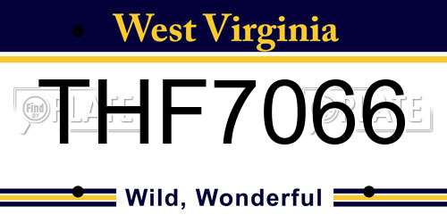 THF7066 West Virginia License Plate