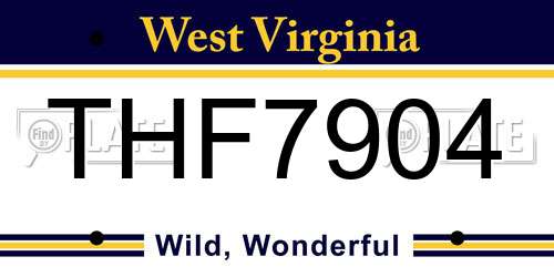 THF7904 West Virginia License Plate