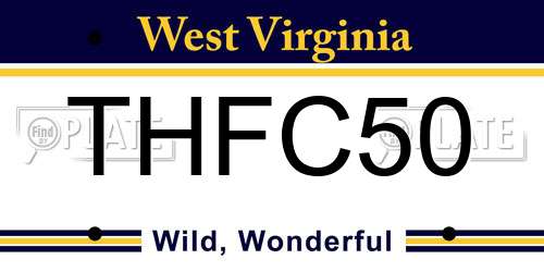 THFC50 West Virginia License Plate