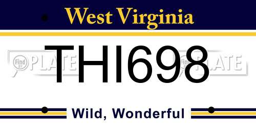 THI698 West Virginia License Plate