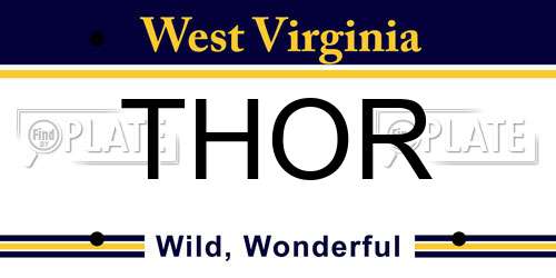 THOR West Virginia License Plate
