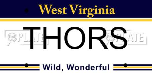 THORS West Virginia License Plate