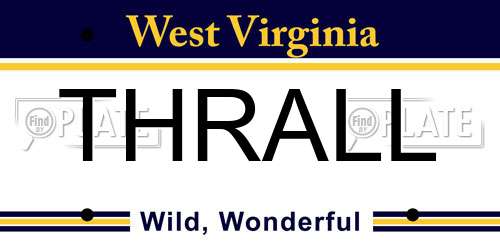 THRALL West Virginia License Plate
