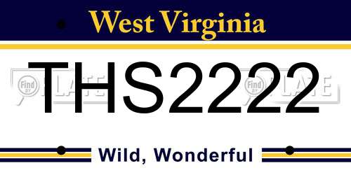 THS2222 West Virginia License Plate