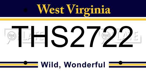 THS2722 West Virginia License Plate