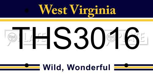THS3016 West Virginia License Plate