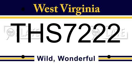 THS7222 West Virginia License Plate