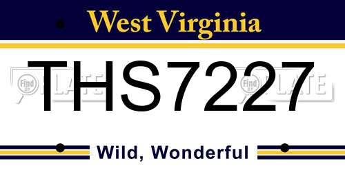 THS7227 West Virginia License Plate